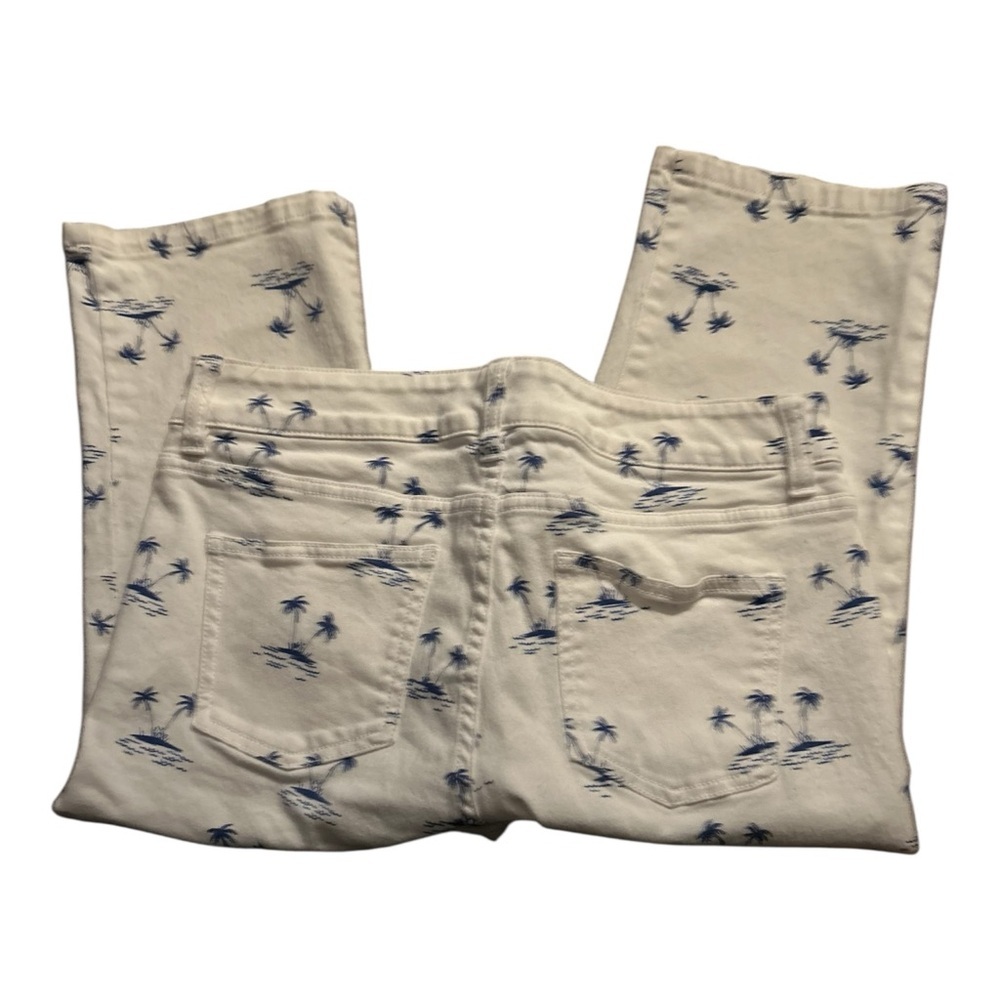 Chaps Women Tropical Palm Tree Print White Blue Capri Pants Size 4 - Picture 4 of 5